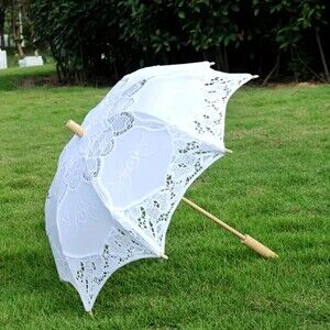 Wedding White Lace Parasol Umbrella Costume Accessory Bridal Party 24"x21"